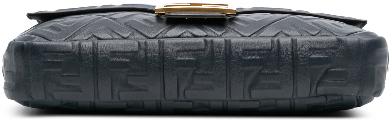 Fendi Large Zucca Embossed Leather Baguette Satchel Blauw