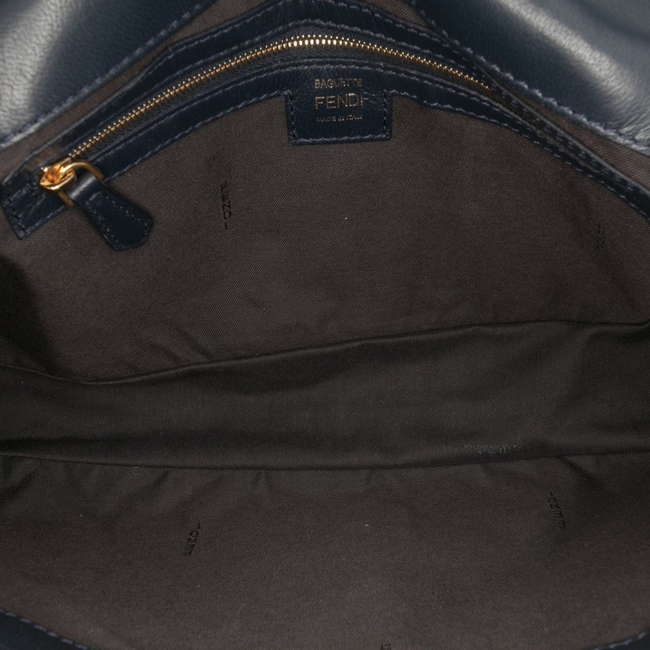 Fendi Large Zucca Embossed Leather Baguette Satchel Blauw