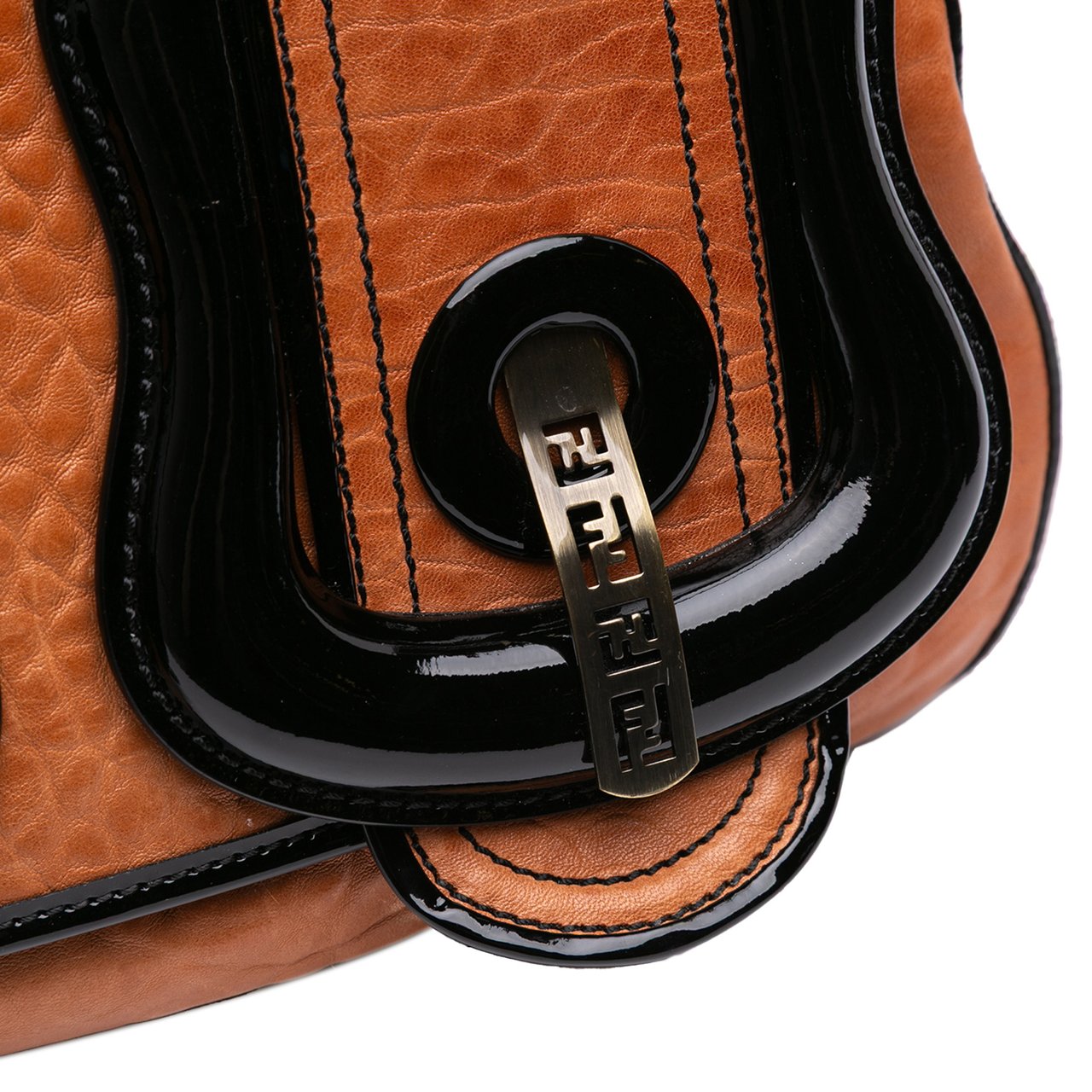 Fendi Medium Leather B Bag Top Handle Bag Bruin