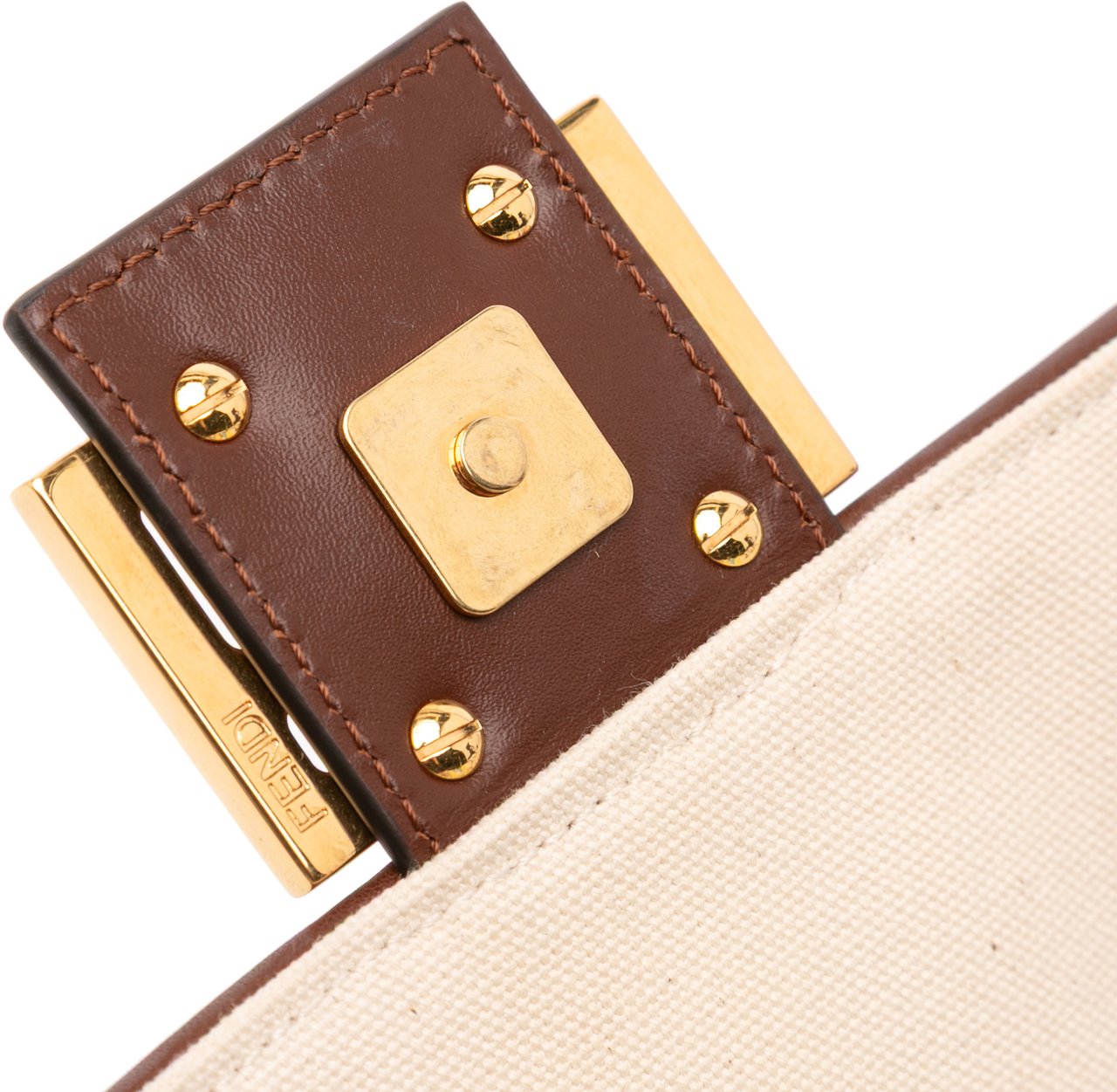 Fendi Sarah Coleman Zucca Embroidered Canvas Fish Eye Vertigo Baguette Satchel Bruin