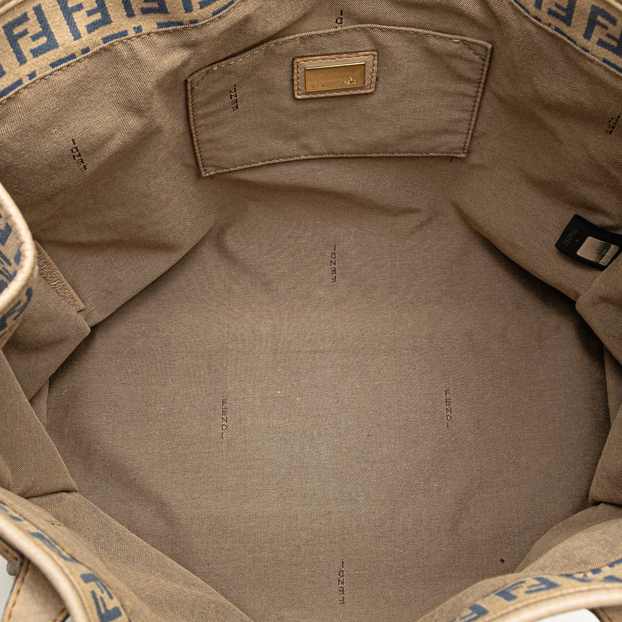 Fendi Zucchino Canvas Tote Bruin