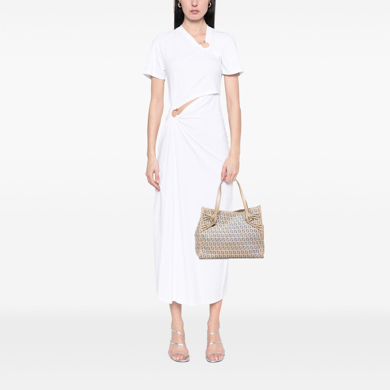 Fendi Zucchino Canvas Tote Bruin