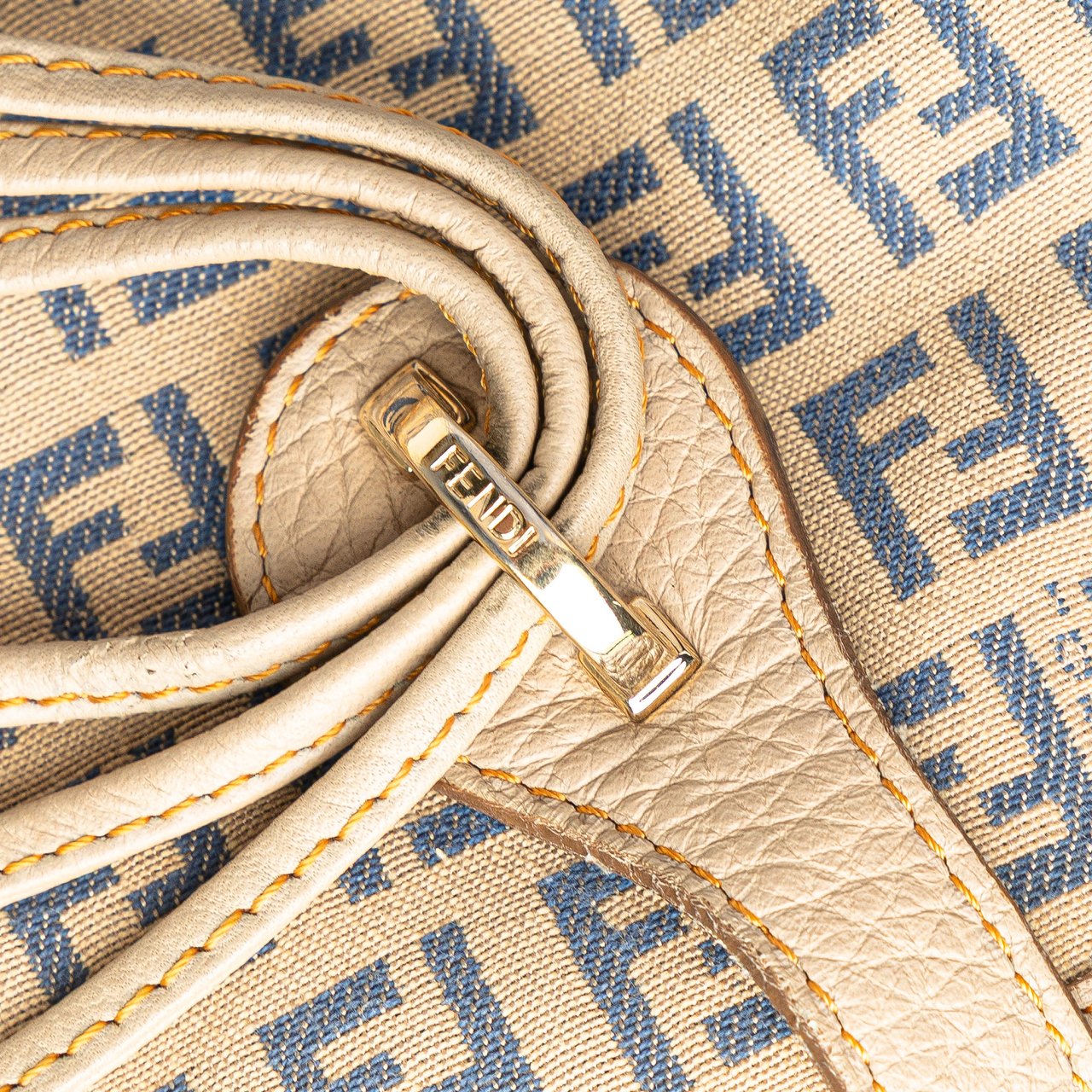 Fendi Zucchino Canvas Tote Bruin