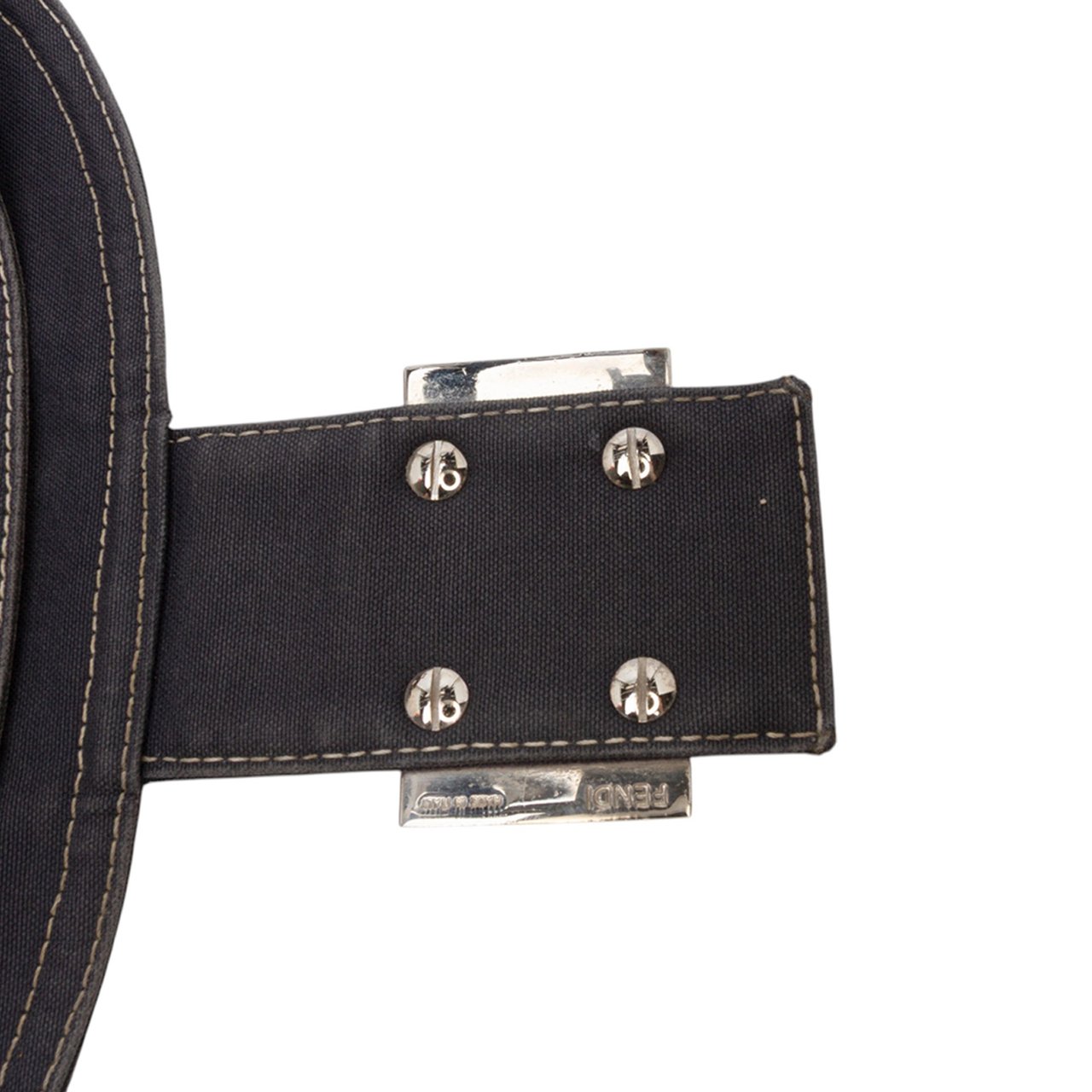 Fendi Canvas FF Marble Double Flap Shoulder Bag Blauw
