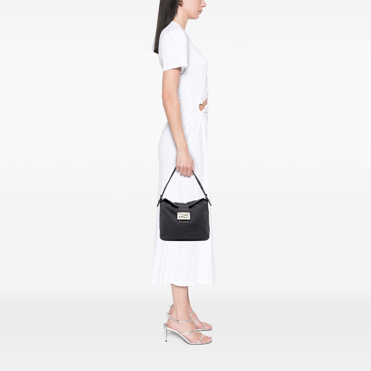 Fendi Canvas FF Marble Double Flap Shoulder Bag Blauw