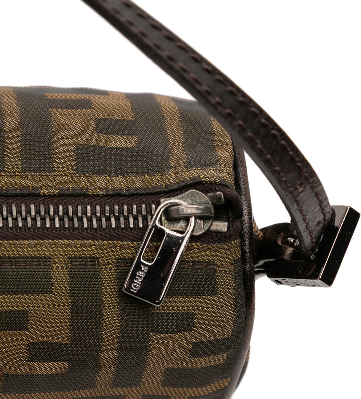 Fendi Zucca Canvas Barrel Pochette Bruin
