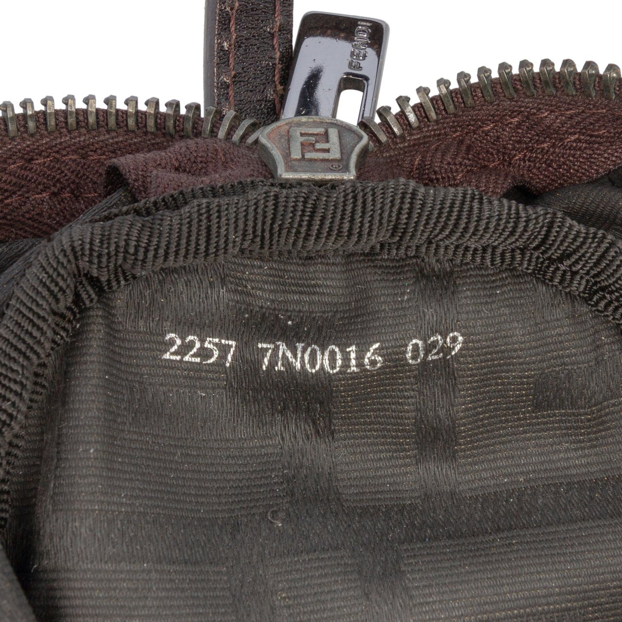 Fendi Zucca Canvas Barrel Pochette Bruin