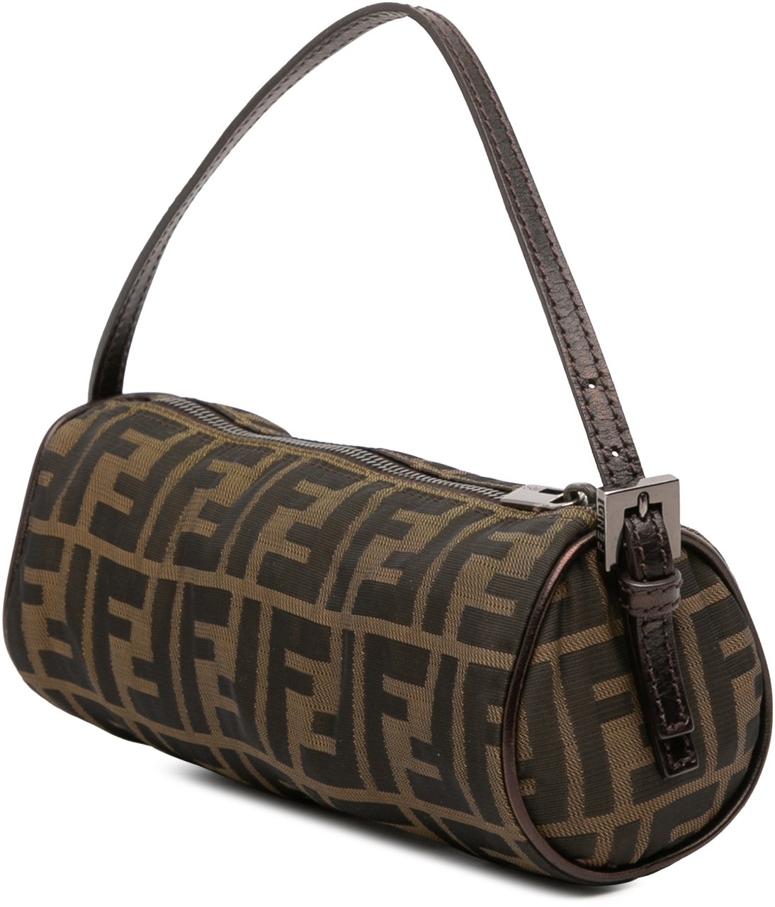 Fendi Zucca Canvas Barrel Pochette Bruin