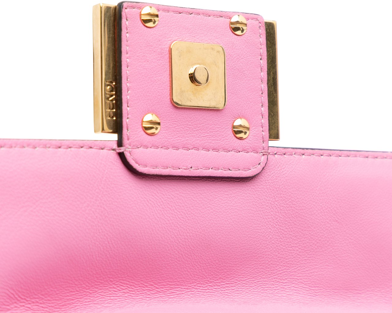 Fendi Mini Zucca Embossed Leather Baguette Satchel Roze