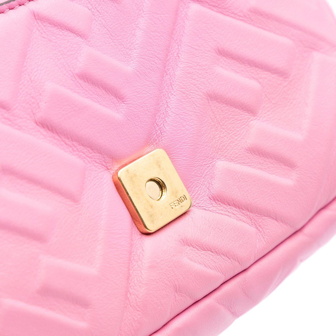 Fendi Mini Zucca Embossed Leather Baguette Satchel Roze