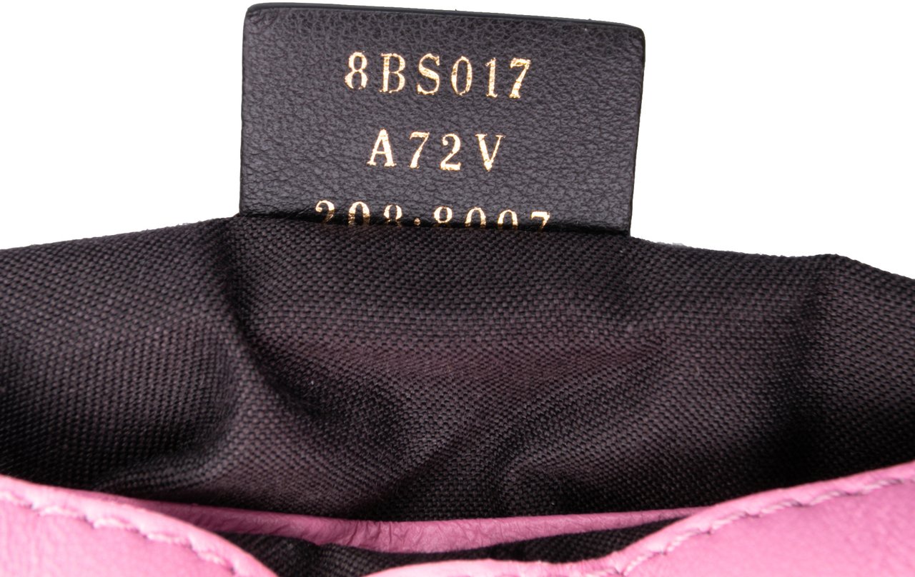Fendi Mini Zucca Embossed Leather Baguette Satchel Roze