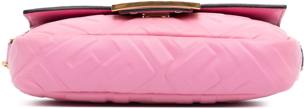 Fendi Mini Zucca Embossed Leather Baguette Satchel Roze