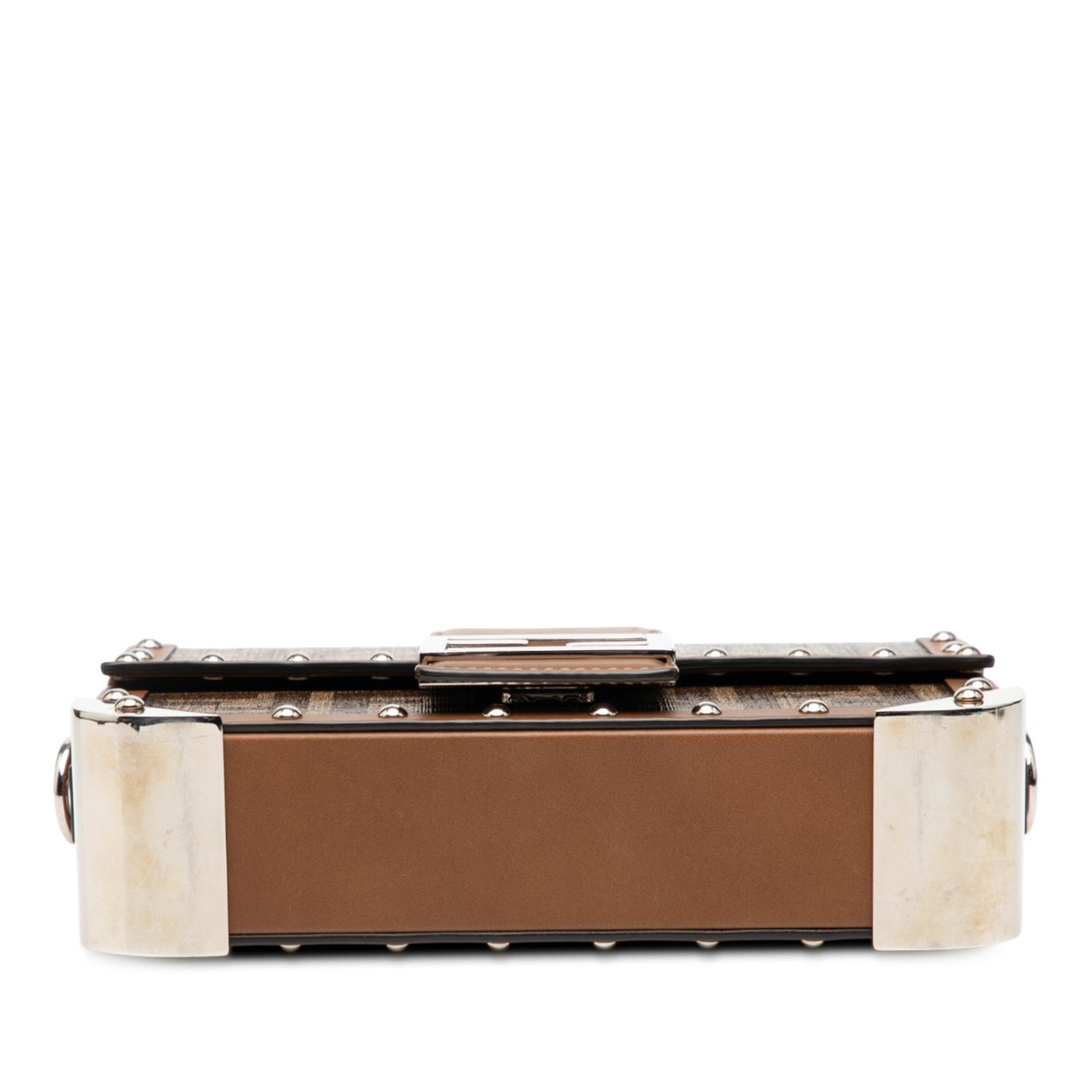 Fendi Mini Zucca Coated Canvas Trunk Baguette Crossbody Bruin