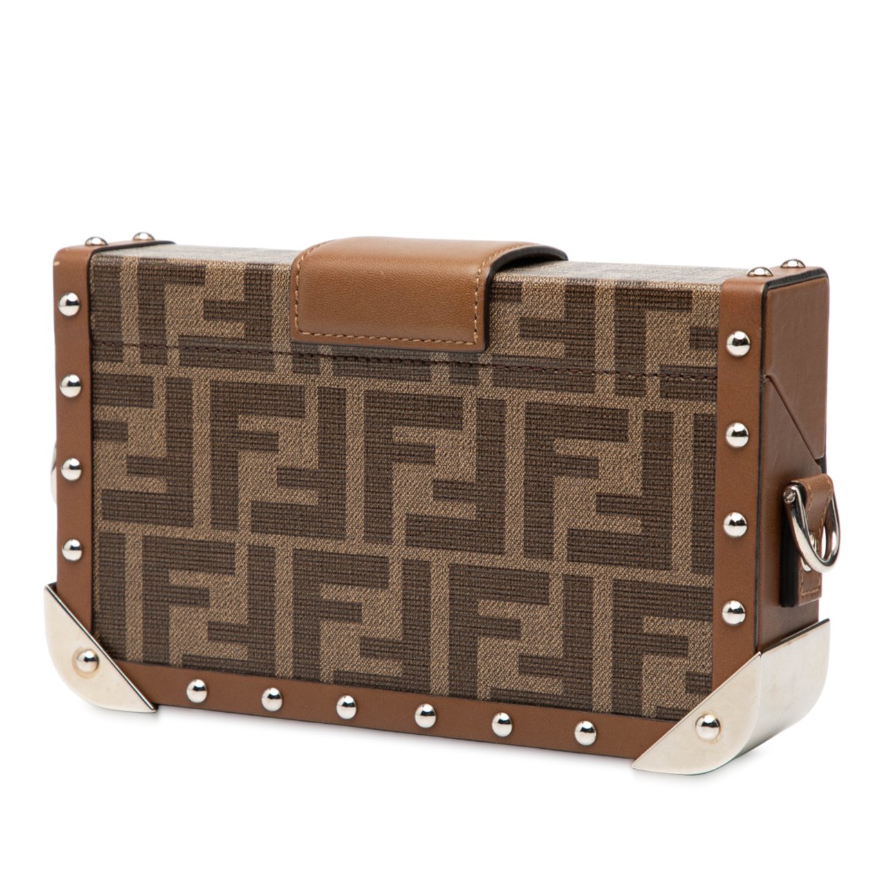 Fendi Mini Zucca Coated Canvas Trunk Baguette Crossbody Bruin
