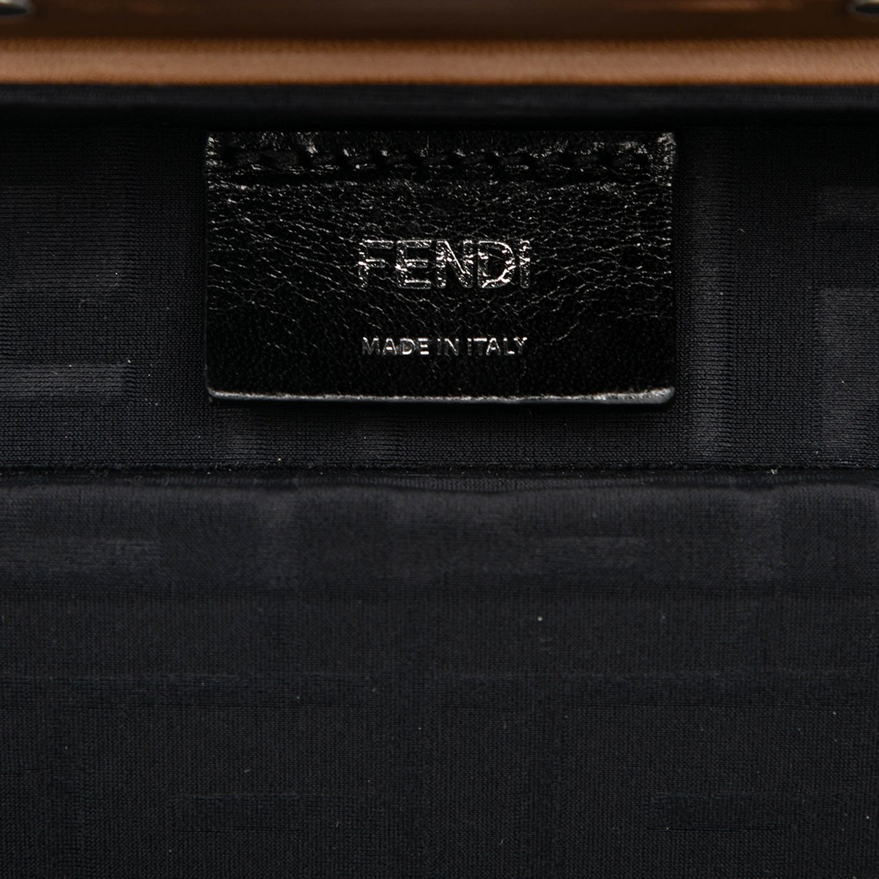 Fendi Mini Zucca Coated Canvas Trunk Baguette Crossbody Bruin