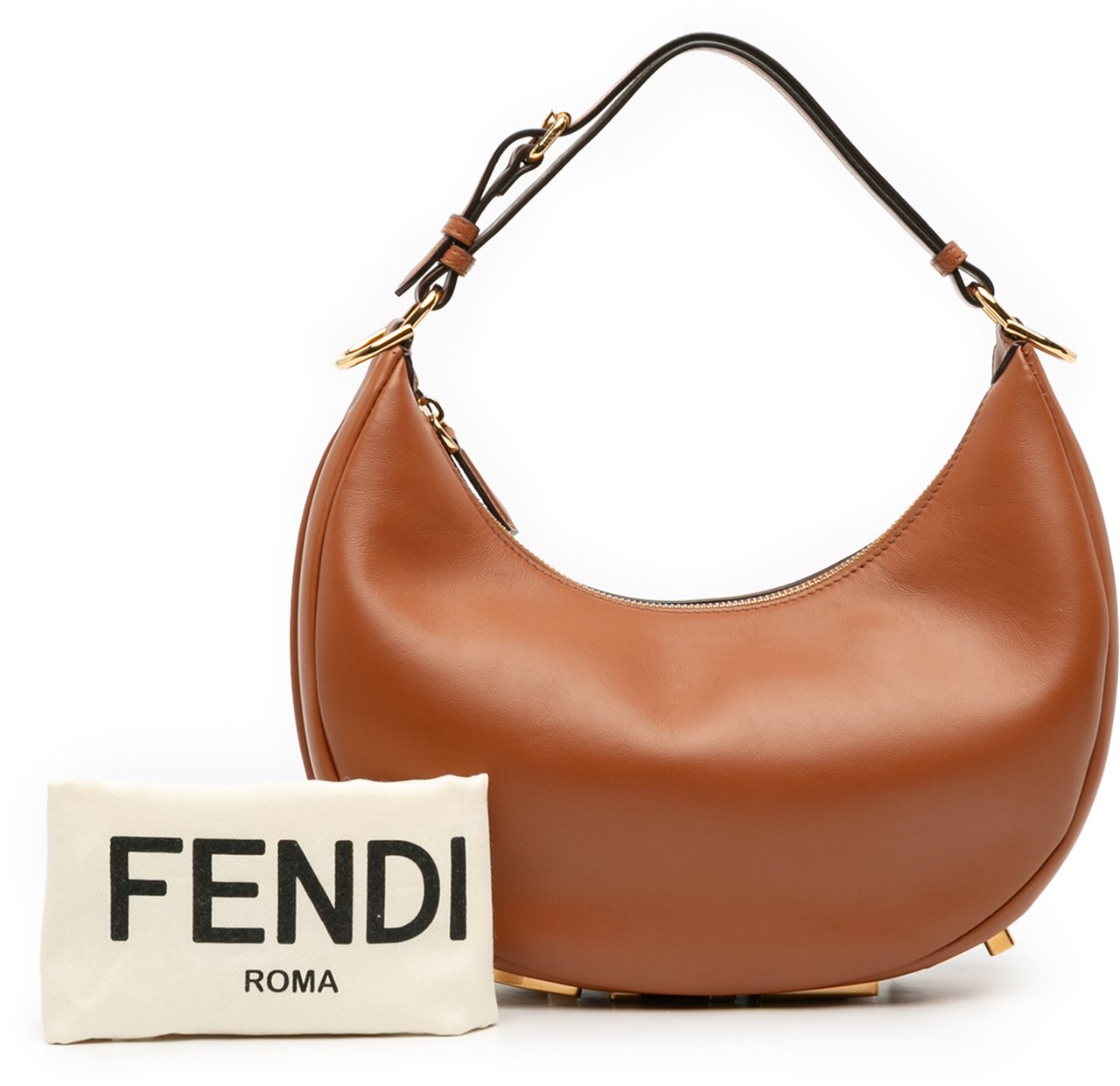 Fendi Small Leather Fendigraphy Hobo Bruin