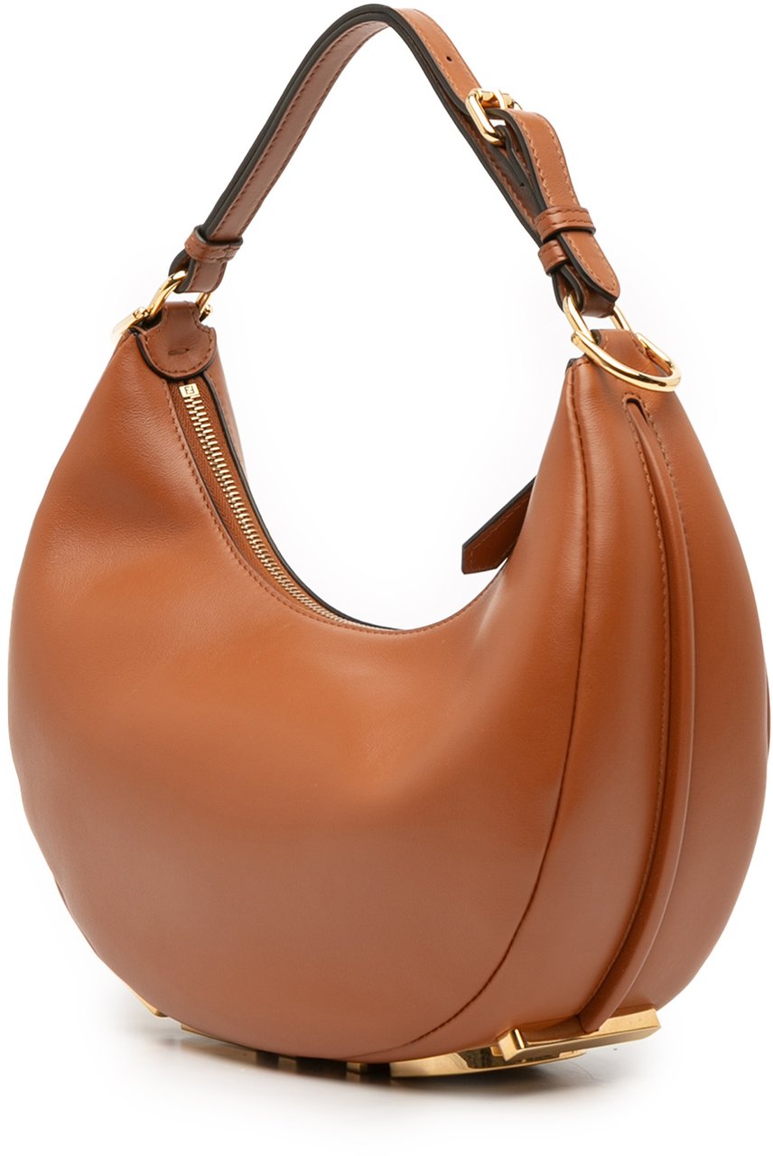 Fendi Small Leather Fendigraphy Hobo Bruin
