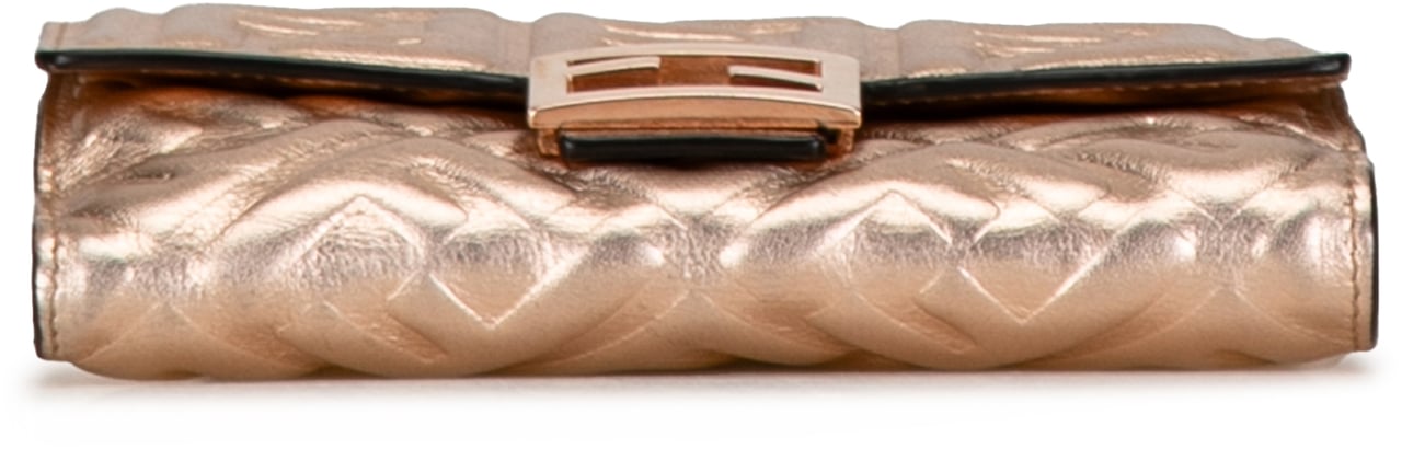 Fendi Zucca Embossed Compact Wallet Goud