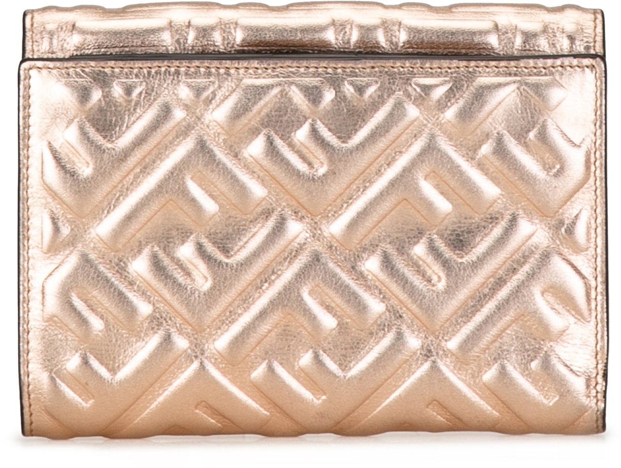 Fendi Zucca Embossed Compact Wallet Goud