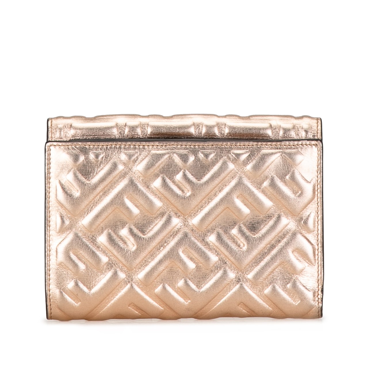 Fendi Zucca Embossed Compact Wallet Goud