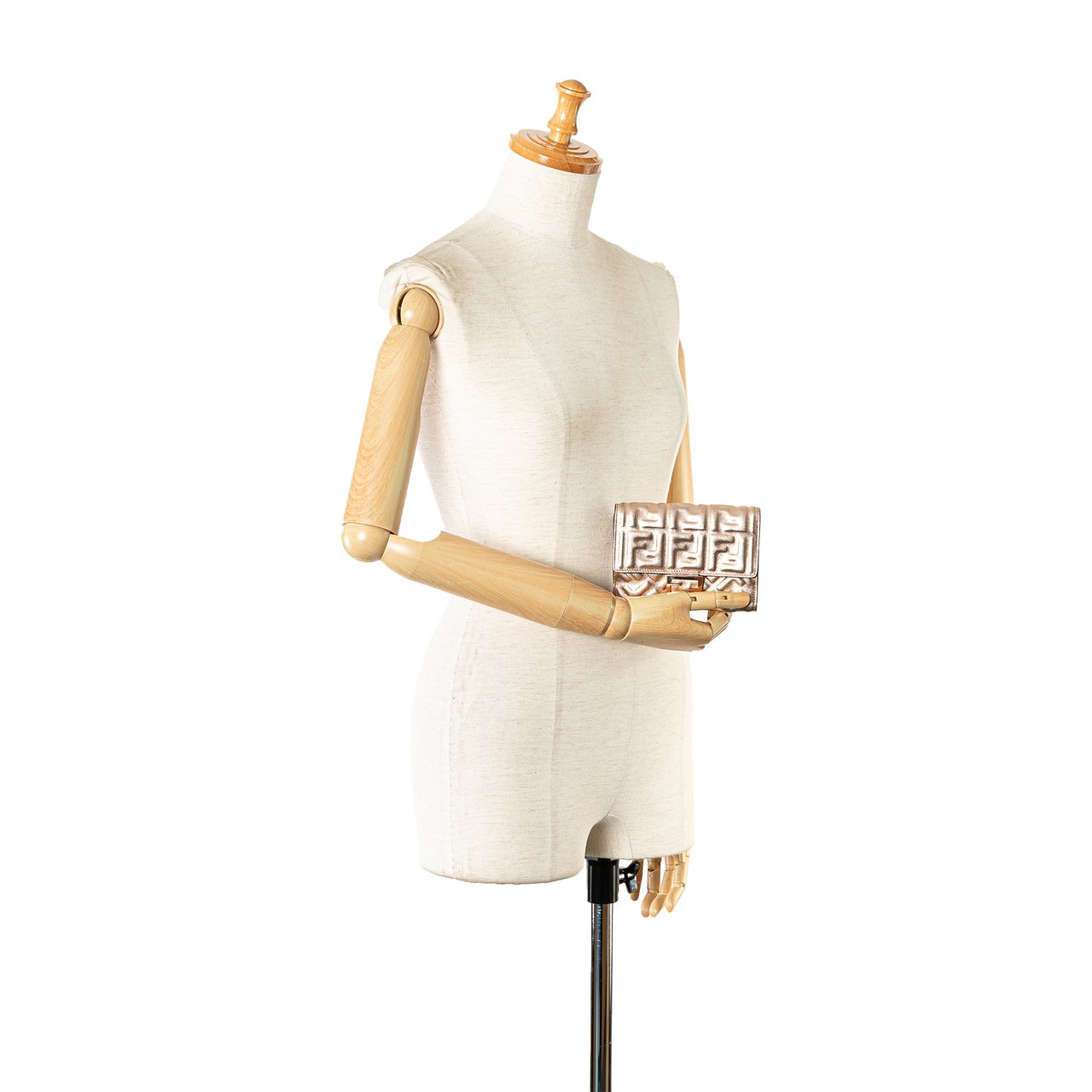 Fendi Zucca Embossed Compact Wallet Goud