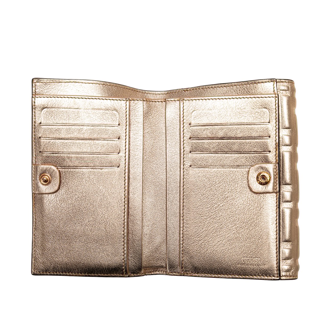 Fendi Zucca Embossed Compact Wallet Goud