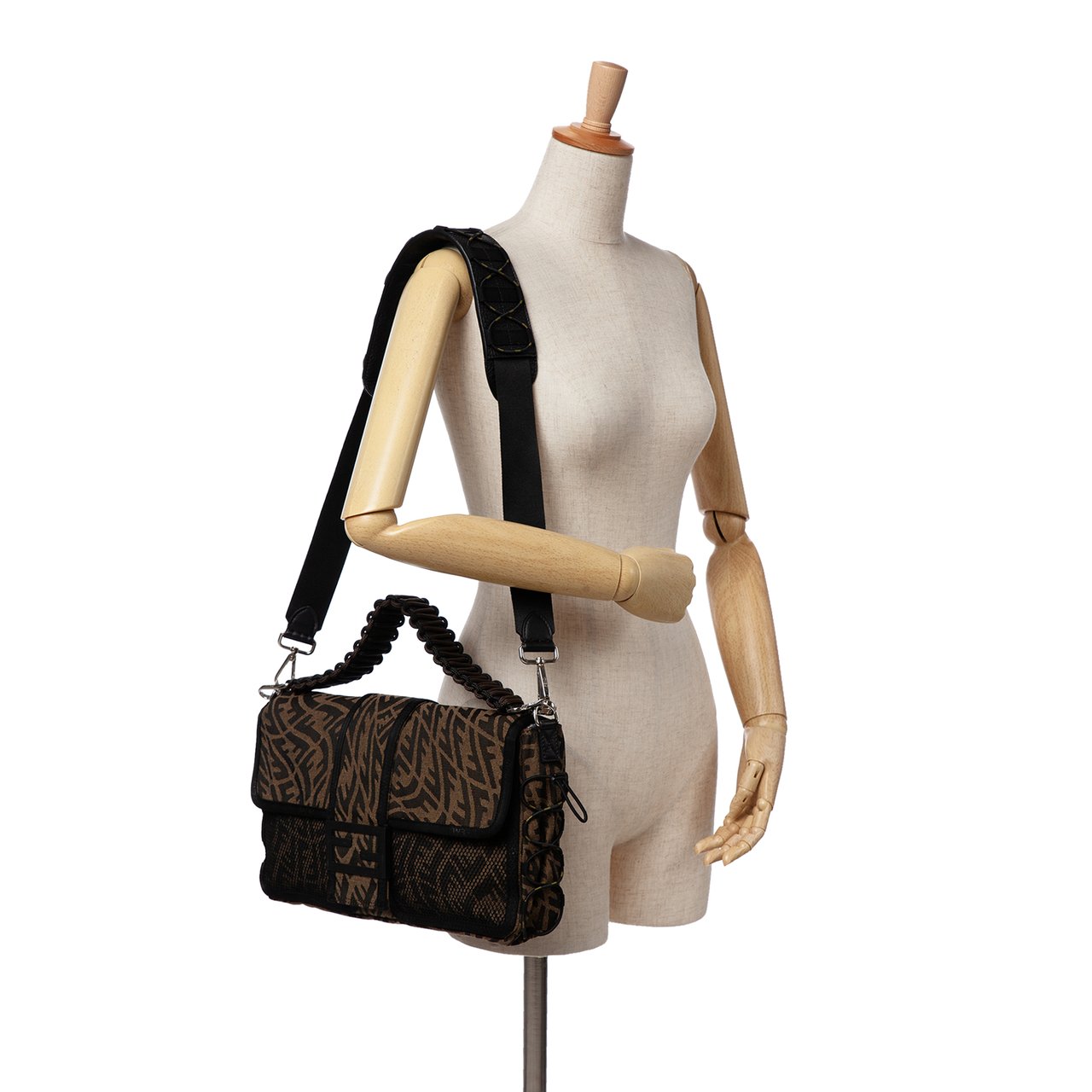 Fendi Large Zucca Vertigo Mesh Baguette Satchel Bruin