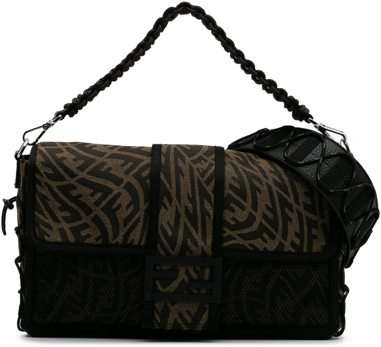 Fendi Large Zucca Vertigo Mesh Baguette Satchel Bruin