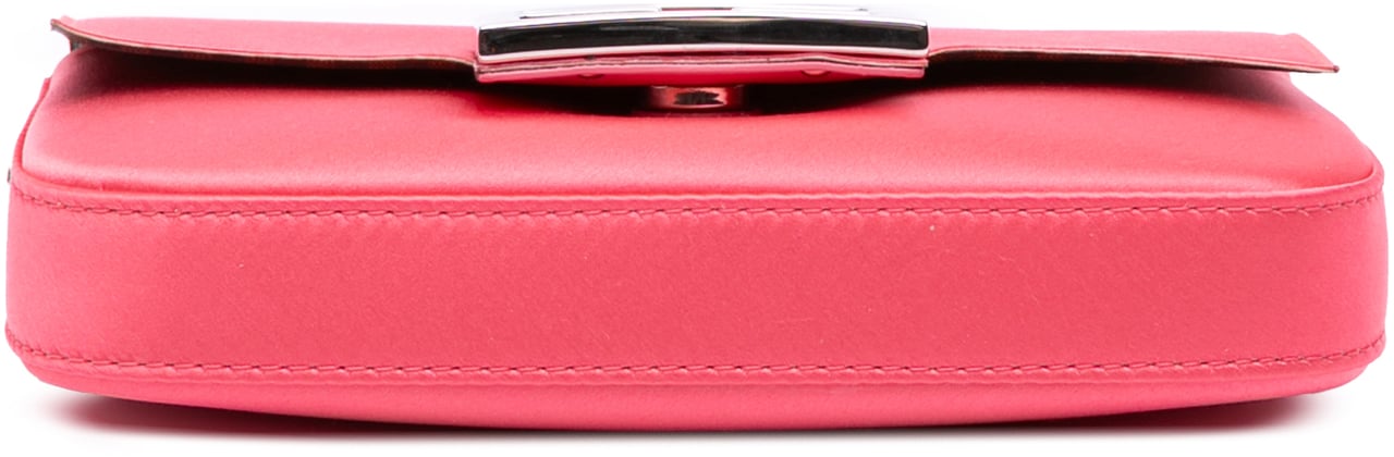 Fendi Satin Phone Pouch Baguette Satchel Roze