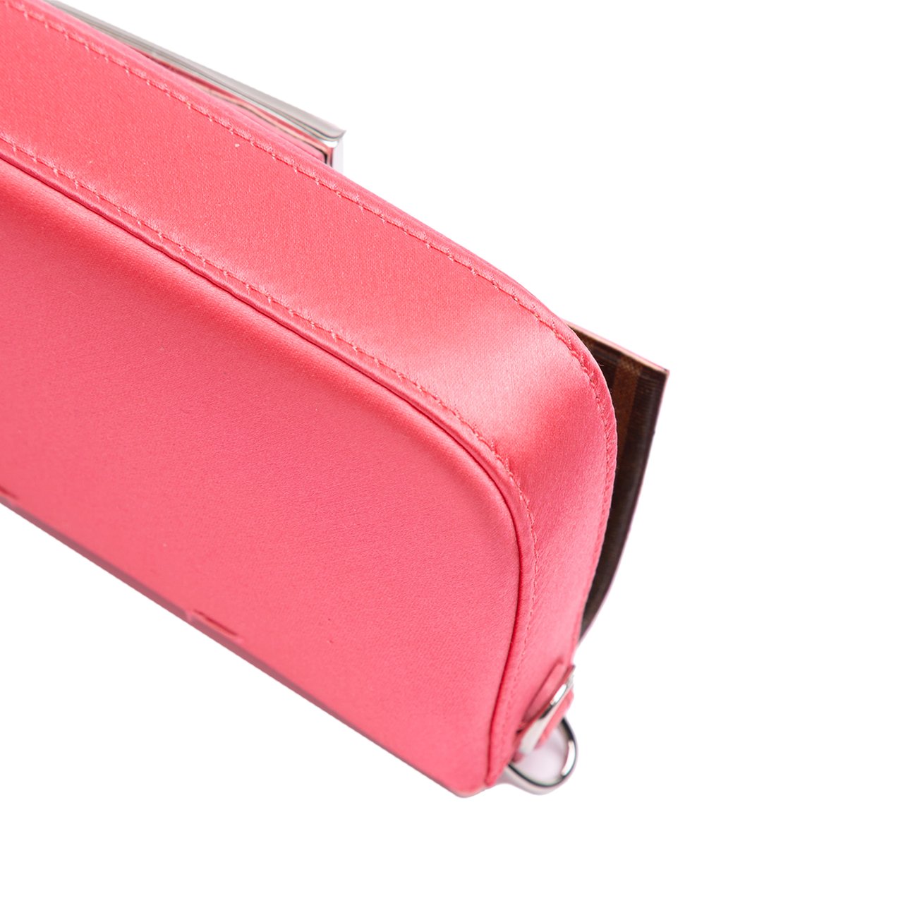 Fendi Satin Phone Pouch Baguette Satchel Roze