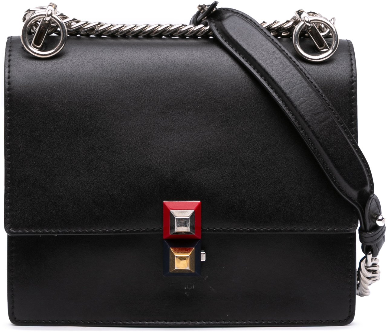 Fendi Small Leather Kan I Crossbody Zwart