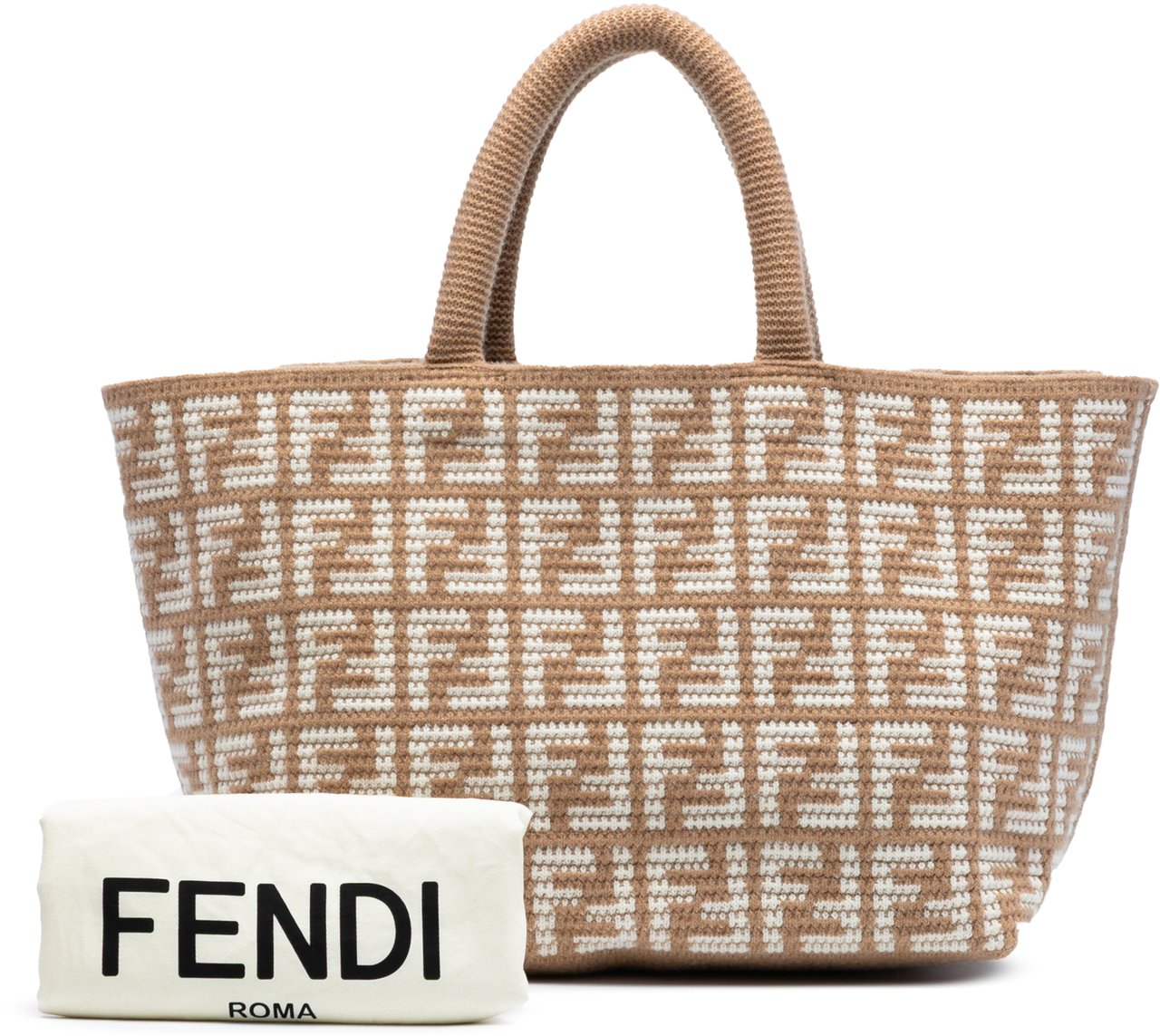 Fendi Large Zucca Cashmere Shopper Tote Bruin