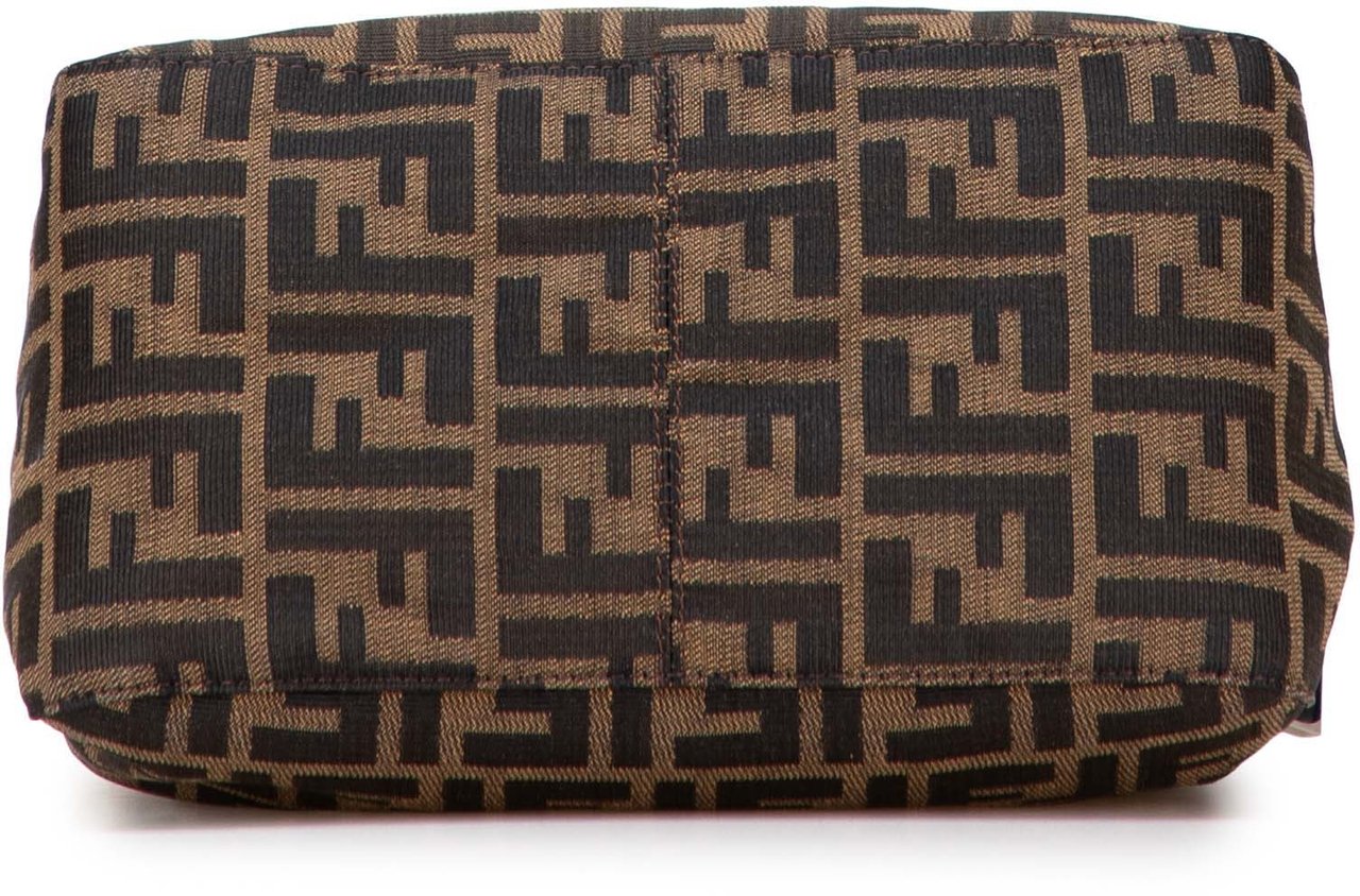 Fendi Zucca Canvas Double Flap Shoulder Bag Bruin