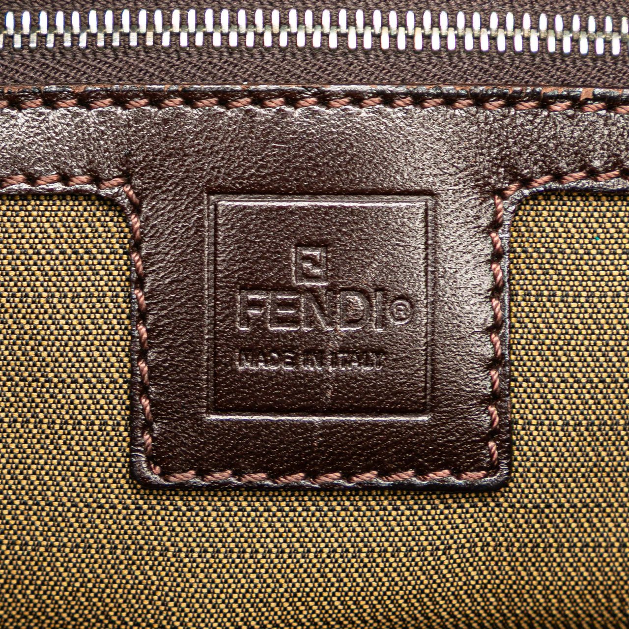 Fendi Zucca Canvas Double Flap Shoulder Bag Bruin