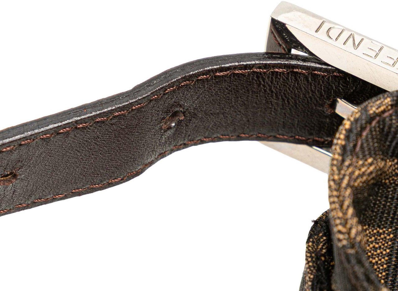 Fendi Zucca Canvas Double Flap Shoulder Bag Bruin