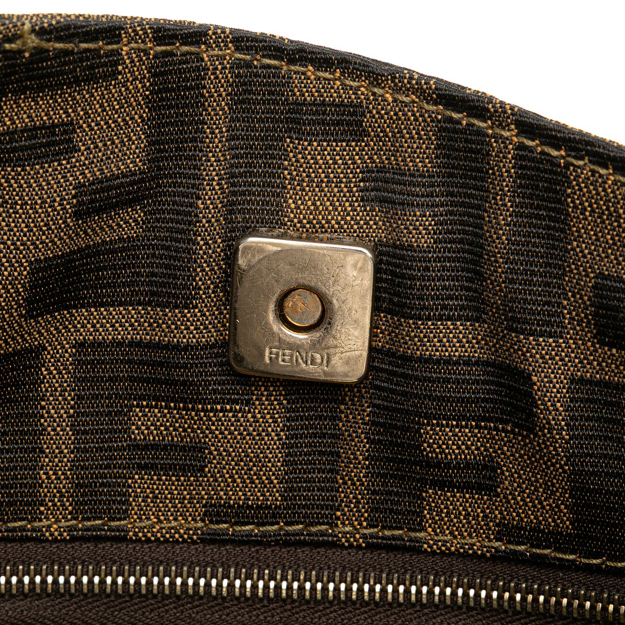 Fendi Zucca Canvas Shoulder Bag Bruin