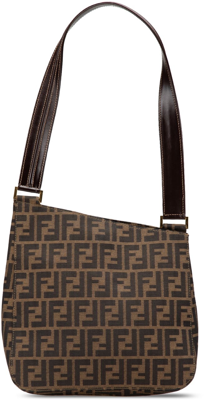 Fendi Zucca Canvas Shoulder Bag Bruin