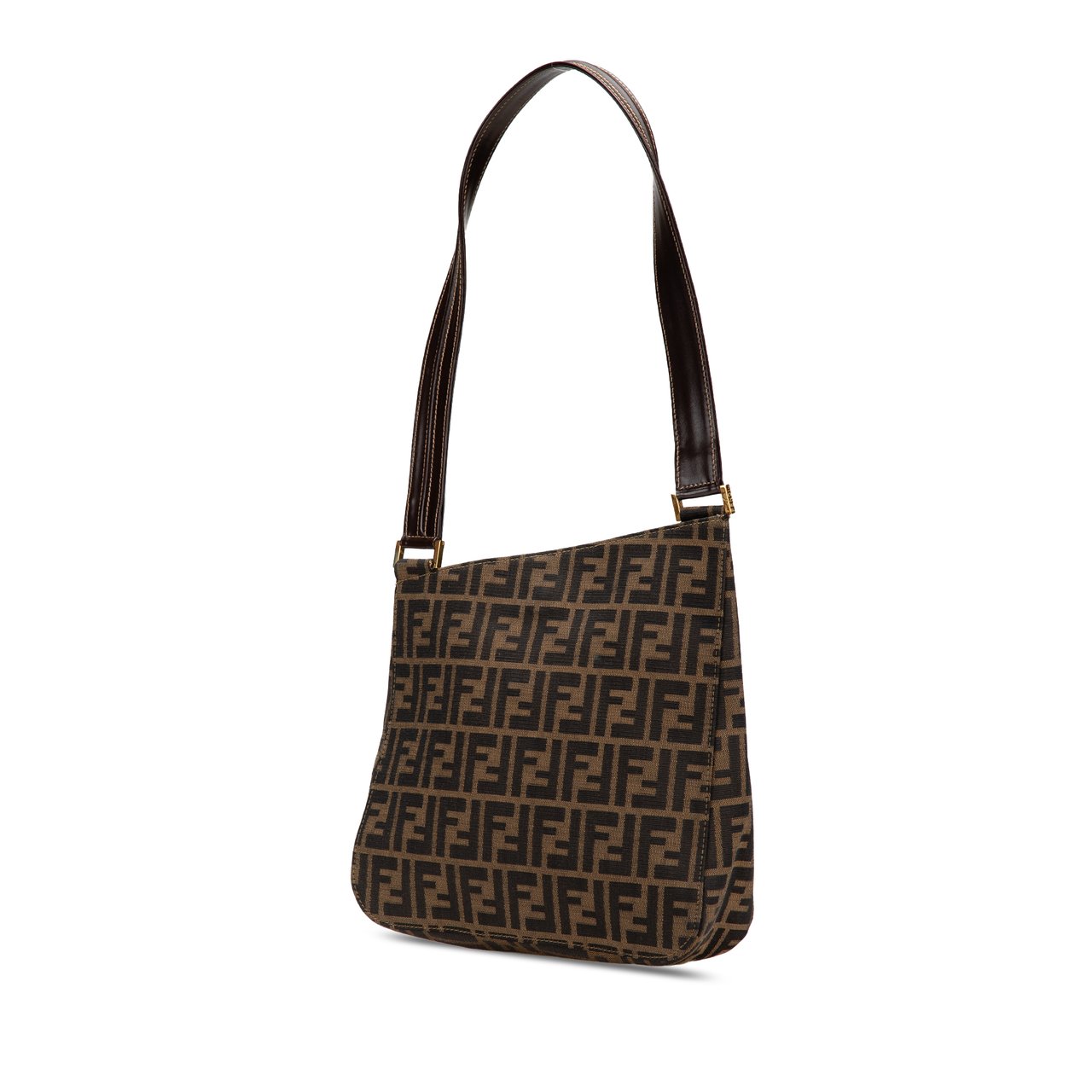 Fendi Zucca Canvas Shoulder Bag Bruin