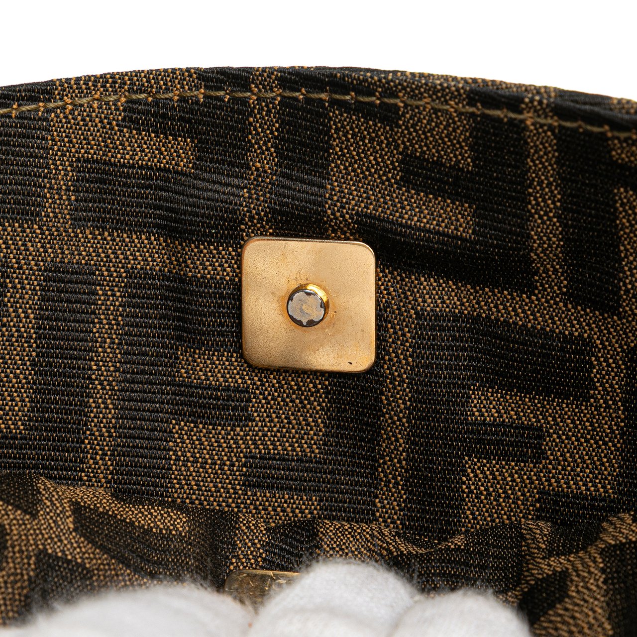 Fendi Zucca Canvas Shoulder Bag Bruin