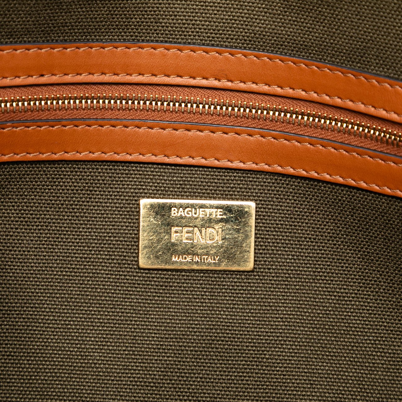 Fendi Zucca Embroidered Canvas Baguette Satchel Groen