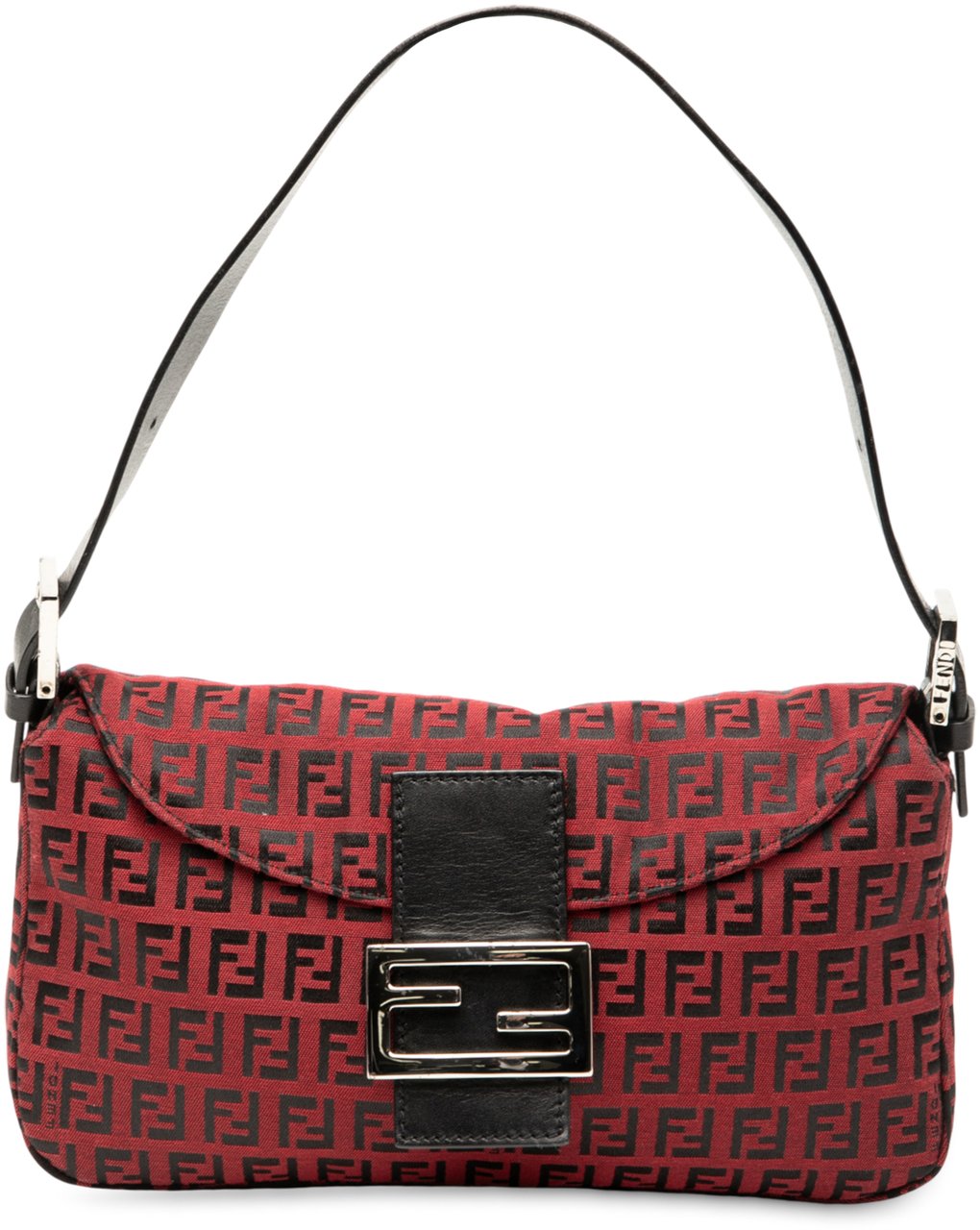 Fendi Zucchino Canvas Double Flap Shoulder Bag Rood