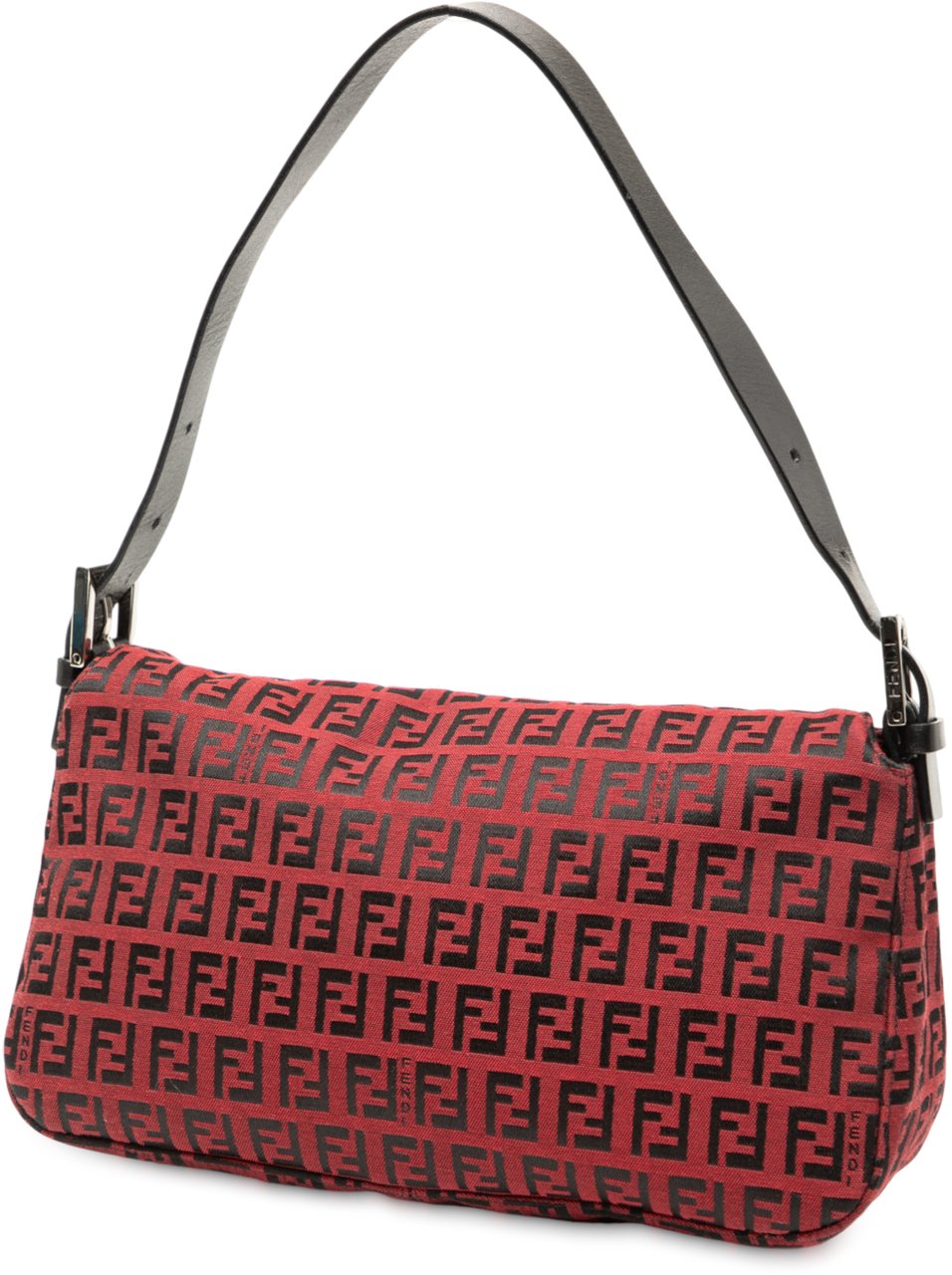 Fendi Zucchino Canvas Double Flap Shoulder Bag Rood