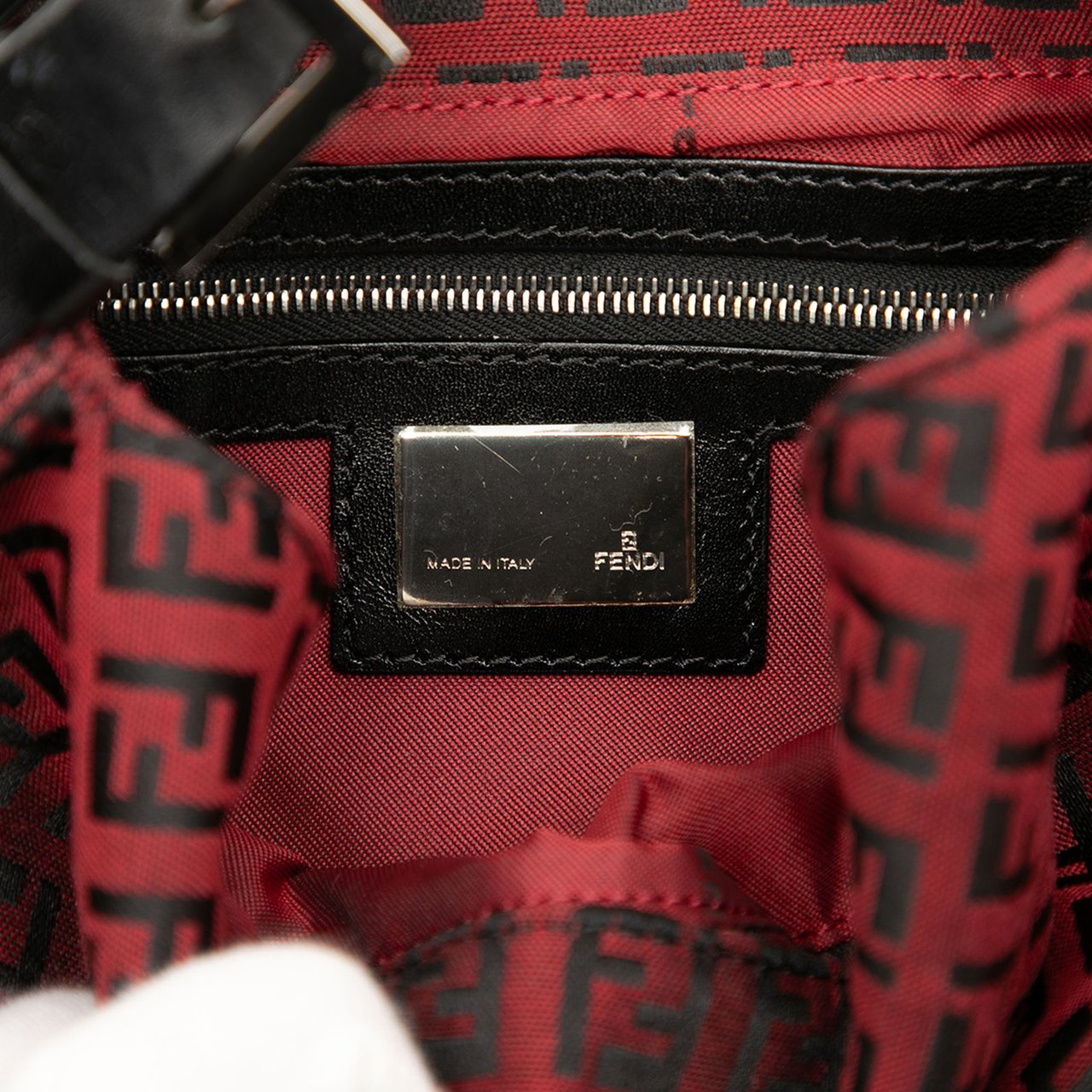 Fendi Zucchino Canvas Double Flap Shoulder Bag Rood