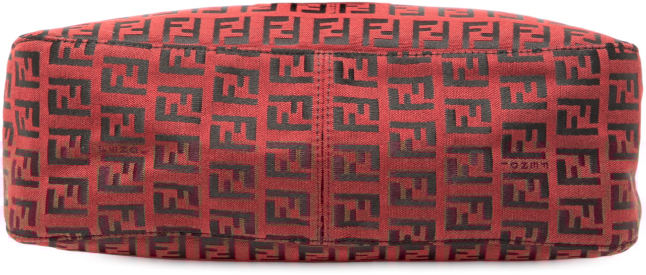 Fendi Zucchino Canvas Double Flap Shoulder Bag Rood