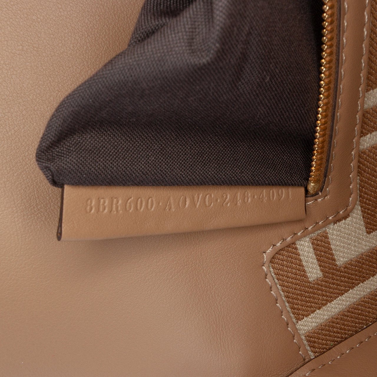 Fendi Pequin Canvas Baguette Satchel Bruin