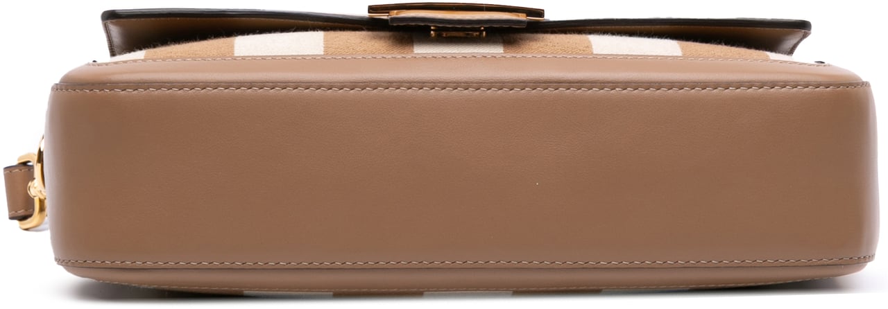 Fendi Pequin Canvas Baguette Satchel Bruin