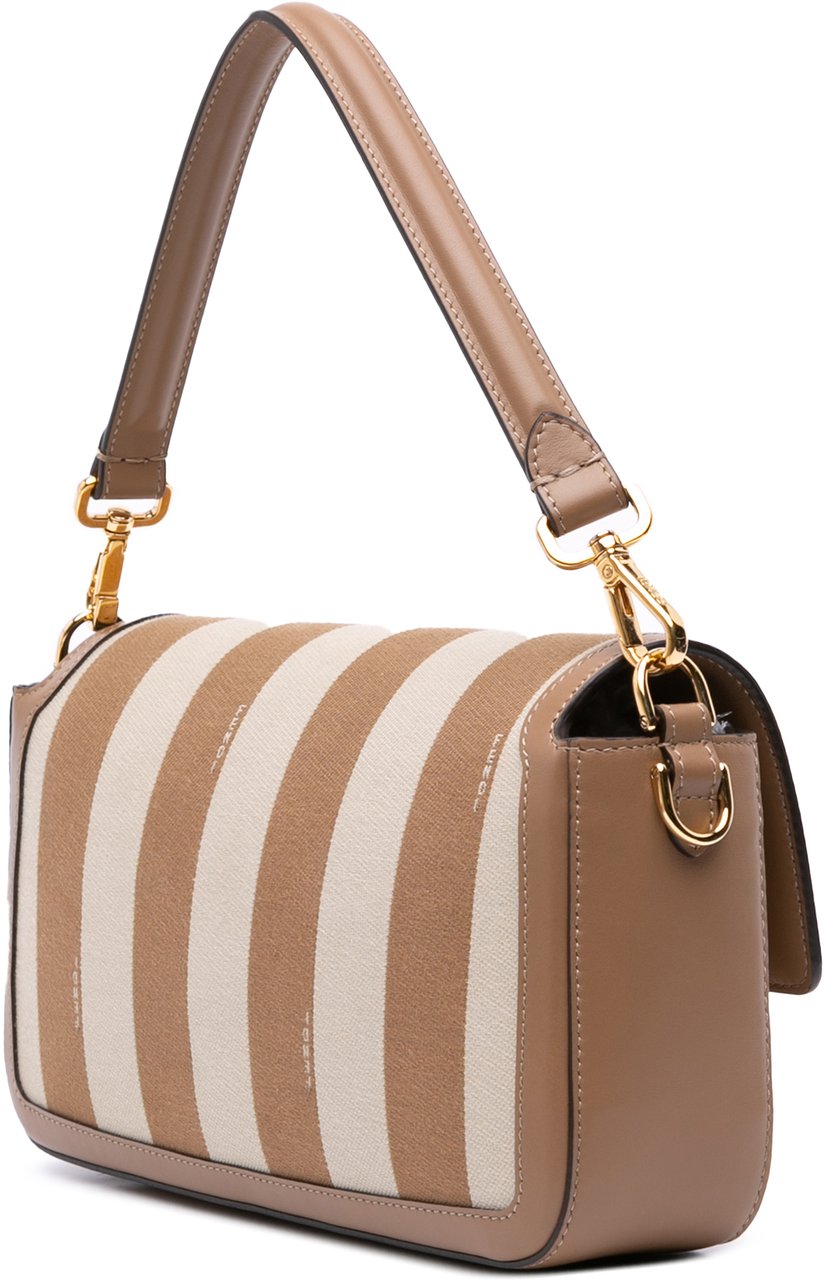 Fendi Pequin Canvas Baguette Satchel Bruin