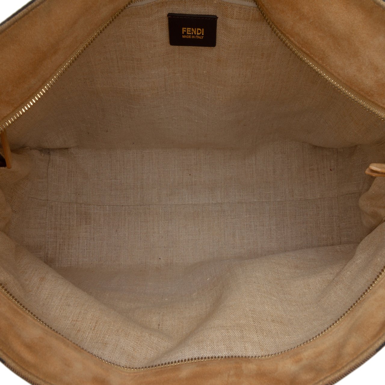 Fendi Medium Pequin Canvas Roll Tote Bruin