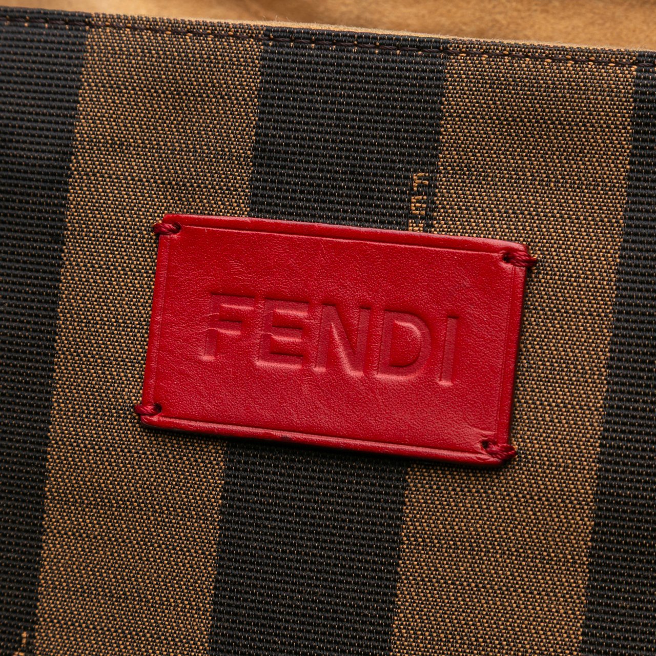 Fendi Medium Pequin Canvas Roll Tote Bruin