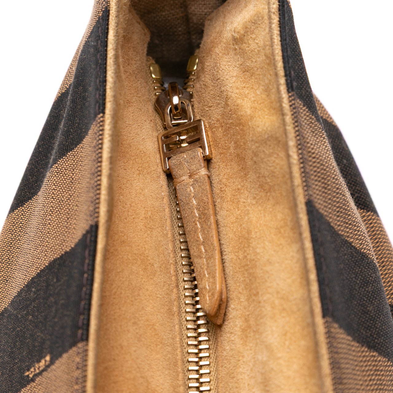 Fendi Medium Pequin Canvas Roll Tote Bruin